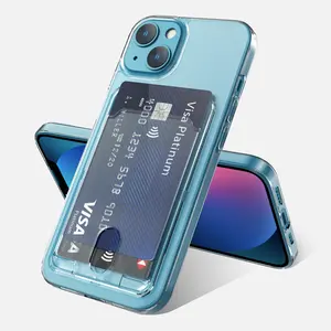 2 in 1 Credit Card Holder Phone Case For iPhone 13 Pro max Transparent Shockproof Phone Case Card Wallet Clear Case for iPhone