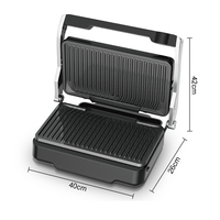 Grill électrique RAF 2300W pour steaks, double face chauffante, surface de cuisson antiadhésive, ouverture à 180 degrés pour la cuisson à domicile