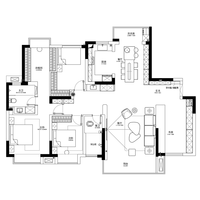Plan d'aménagement intérieur de villa moderne minimaliste en bois et marbre, concept ouvert, avec rendu 3D et support de consultation approfondi