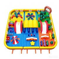 Ciudad de Diversión Inflable Comercial Arcoíris Carnival, Castillo Hinchable Grande de PVC para Niños, Alquiler para Festivales, Eventos y Fiestas