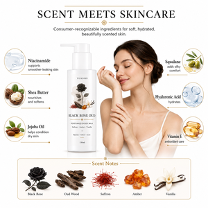 <span class=keywords><strong>Lait</strong></span> Corporel Parfumé Superposable Rose Noire Oud Hydratant Adoucissant Parfum Longue Durée - Product Image 4
