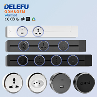 DELEFU Riel Deslizante Móvil para Enchufes, Guía de Cableado USB para Isla de Cocina y Armario Lateral