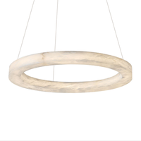 Lustre LED rond en laiton et albâtre, style nordique, moderne et luxueux, hauteur et luminosité réglables, pour salon