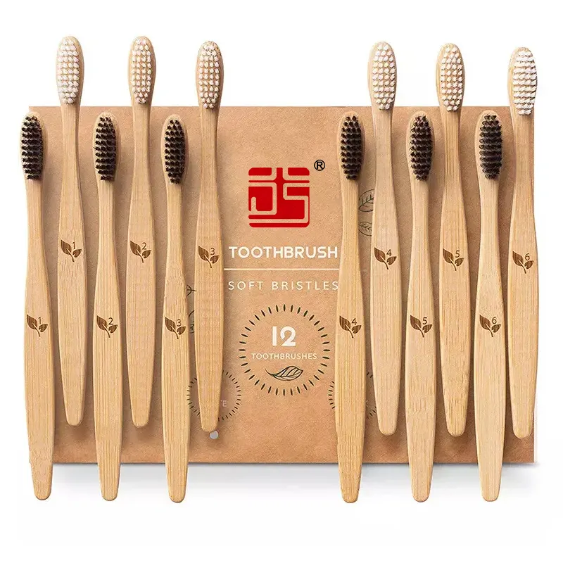 Ücretsiz örnek biyobozunur Brosse bir diş Bambou aile 100% organik bambu diş fırçası ile özel etiket