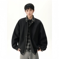 Nouvelle veste en toile décontractée pour l'automne, coupe-vent, col montant, fermeture éclair verticale, design brodé, tendance