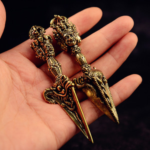Vajra de Latón Macizo Vintage, Adorno Tibetano Budista <span class=keywords><strong>Lama</strong></span> Dorge, Artesanía Decorativa Fengshui, Coleccionable, Decoración de Escritorio, 3.35'' - Product Image 1