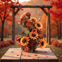 Bouquet de tournesols artificiels faits à la main en soie pour mariage, fête, décoration intérieure, arrangements floraux prêts à l'emploi, vente en gros