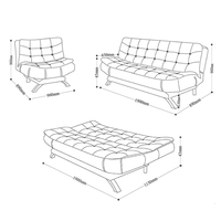 Conjunto de sofá de oficina plegable multifuncional moderno Winforce, muebles para sala de estar, sofá cama plegable de cuero genuino
