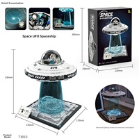 601 Parça UFO Uzay Gemisi Yapım Blokları Seti Yaratıcı Evren Uzay Keşif UFO Uzay Gemisi Yapım Setleri Işıklı Kit