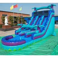 Toboggan aquatique gonflable double piste durable pour usage commercial avec piscine amovible pour entreprises de location