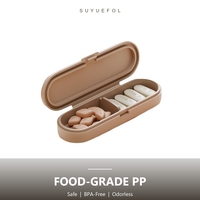 Boîte à pilules portable promotionnelle avec logo personnalisé, 2 compartiments, en plastique, étui de rangement pour pilules de voyage, organisateur de pilules magnétique pour pharmacie