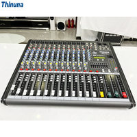Thinuna MX-F12 Mixeur audio professionnel pour karaoké DJ, mixeur audio numérique 12 canaux, mixeur de scène musicale avec processeur d'effets numériques
