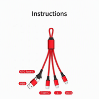 Câble de charge USB portable pour porte-clés, 5 en 1, multi-ports, nylon durable, chargeur universel rapide, cadeau promotionnel d'entreprise