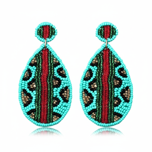 Pendientes bordados a mano coloridos grandes - Product Image 1