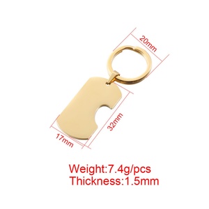 Couples Gift Half <b>Heart</b> Pendant Blank Keychain Name Engraved 18K Gold Stainless Steel Pendants Keychain - Product Image 5