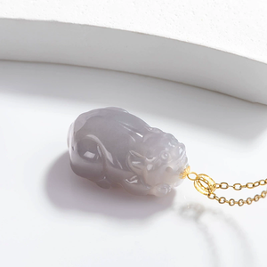 Colgante de jade natural Hetian de color púrpura tridimensional con incrustaciones de oro de 18 quilates, colgante con bolsa de cuero, collar. - Product Image 2