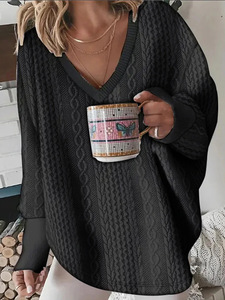 เสื้อสเวตเตอร์ถักแขนยาวสีพื้นสำหรับผู้หญิงแฟชั่นฤดูใบไม้ร่วง/ฤดูหนาวแบบใหม่ - Product Image 4