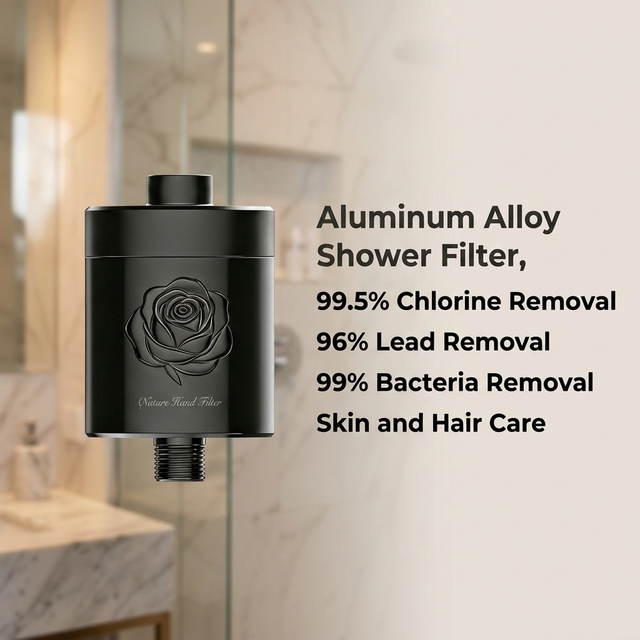 Titanium Aluminum Alloy Shower Filter Carbon Fiber KDF and Calcium Sulfite SKINCARE Hard Water Anti Hair Loss Remove Chlorine