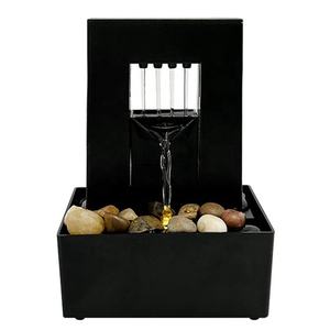 Fontaine d'eau de table noire en promotion avec pierres naturelles, cascade de méditation intérieure, fontaine Feng Shui pour la maison et le bureau - Product Image 5