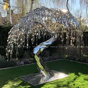 Sculpture en <span class=keywords><strong>saule</strong></span> abstraite personnalisée en acier inoxydable d'art moderne pour la décoration extérieure - Product Image 5