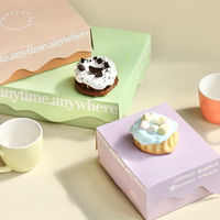 Boîte d'emballage en papier écologique avec impression personnalisée Donut Dessert Puff Boîte d'emballage en papier Boulangerie Sushi Gâteau mochi