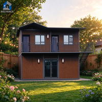 Maison conteneur moderne à 2 étages, matériaux écologiques, structure modulaire en acier léger, villa empilable à double étage