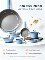 Ensemble de 6 ustensiles de cuisine en aluminium antiadhésif, casseroles et poêles bleues, couvercles en verre, poignées résistantes à la chaleur, compatibles avec tous les types de cuisinières, passe au four et au lave-vaisselle, pour la cuisine à domicile