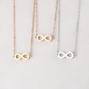 Gepersonaliseerde Zijwaartse Verzilverde Infinity Ketting Infinity Teken Schakel Nummer 8 Ketting Liefde Hart Hanger Ketting