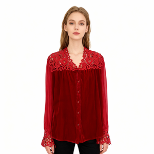 Nuova Camicetta <span class=keywords><strong>in</strong></span> <span class=keywords><strong>Velluto</strong></span> con Colletto <span class=keywords><strong>in</strong></span> Pizzo 2026, Disponibile <span class=keywords><strong>in</strong></span> Diversi Colori, <span class=keywords><strong>Camicia</strong></span> a Maniche Lunghe con Inserti <span class=keywords><strong>in</strong></span> <span class=keywords><strong>Velluto</strong></span> per <span class=keywords><strong>Donna</strong></span> - Product Image 2