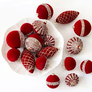 Décorations de Noël 6/8CM, boule floquée en forme d'oignon, peinte, en plastique, style exquis, pour suspension au plafond, boîte de décoration - Product Image 4