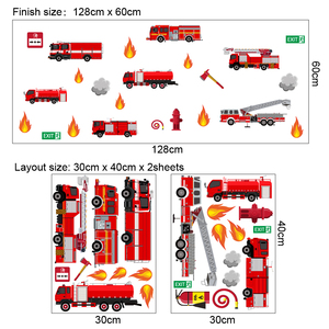 Autoadesiva rimovibile 3d simpatica macchina antincendio Baby Room adesivo da parete - Product Image 4
