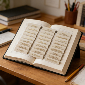 Onglets de Bible laminé<span class=keywords><strong>s</strong></span> (lettrage gaufré à l'or), onglets de Bible pour femmes et hommes, autocollants à grand format repositionnables - Product Image 1