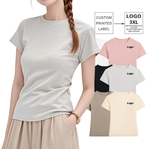 T-shirt de haute qualité, coupe ajustée, logo personnalisé, manches courtes, été, t-shirt pour femme, t-shirt slim fitness, t-shirt pour fille, t-shirts pour femme - Product Image 1