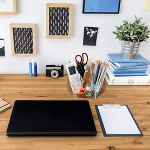 360 độ xoay Acrylic hình lục giác chủ bút <span class=keywords><strong>7</strong></span> ngăn trường & nghệ thuật Cung cấp tổ chức hiển thị giá - Product Image 4