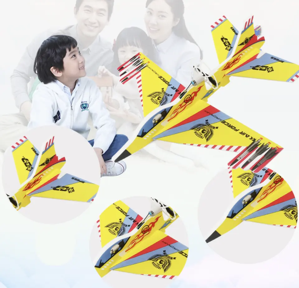 DIY फोम ग्लाइडर रिचार्जिंग बिजली उड़ान विमान मॉडल आउटडोर हाथ फेंक खिलौना स्वचालित कताई विमान प्रकाश के साथ बच्चों के लिए