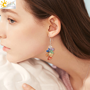 <span class=keywords><strong>Boucles</strong></span> <span class=keywords><strong>d</strong></span>'<span class=keywords><strong>oreilles</strong></span> pendantes en cristal de pierre naturelle CSJA, <span class=keywords><strong>7</strong></span> <span class=keywords><strong>chakras</strong></span>, perles irrégulières, pour femmes, G458 - Product Image 1