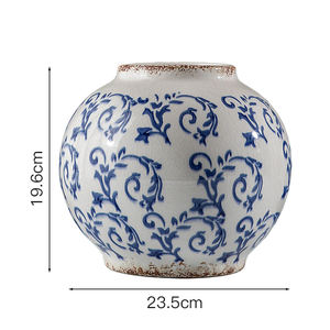 <span class=keywords><strong>Pot</strong></span> de fleurs en céramique bleu floral vieilli, style rustique, pour jardin d'<span class=keywords><strong>intérieur</strong></span> - Product Image 3