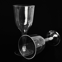 6oz fête de mariage PS logo imprimable détachable plastique dur 180ml haut verre clair verre à vin rouge