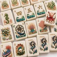 Tuiles de Mahjong personnalisées fabriquées sur mesure, série Ocean, en acrylique, impression UV, gravure laser