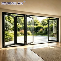 Porte pliante en aluminium insonorisée sur mesure Rogenilan, double vitrage, porte patio pliante en verre trempé pour extérieur