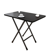 Table à manger pliable rectangulaire avec cadre en fer, plateau en bois et pieds en verre, portable pour la maison, pour 4 personnes