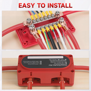 Heavy Duty Bus Bar 12 Position M6 <b>Terminal</b> Block Red Copper Screw Connection 48V Power Distribution Panel - Product Image 3
