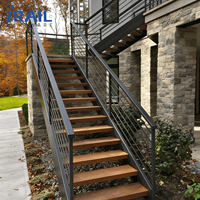 Rampe d'escalier en acier inoxydable, garde-corps droit sur mesure pour escalier, balustrade moderne en verre trempé pour intérieur/extérieur