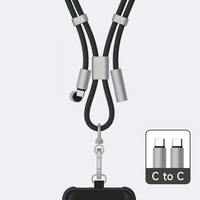Kabel Lanyard Tipe C OEM/ODM yang Dapat Disesuaikan, Berbahan Tembaga Murni dengan Selubung Nilon, Pengisian Cepat PD 60W, USB Data, Tali Selempang Komputer, 480Mbps