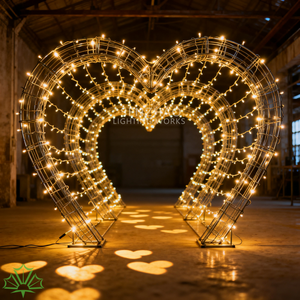 SENZHAO 3D LED Heart Arch <b>Light</b> Metal Frame Walkway Motif <b>Light</b> for Wedding Street Garden Decor - Product Image 2