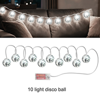 Guirlande lumineuse LED 140 cm en plastique, 10 boules disco blanches, pour mariage, anniversaire, Thanksgiving, Ramadan, Aïd