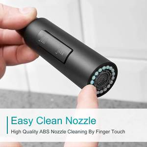 حنفية مطبخ قابلة للسحب مع غطاء لفتحة الحنفية من هوبن، مصنوعة من الفولاذ المقاوم للصدأ، بمقبض واحد وفتحة واحدة، بلون أسود غير لامع - Product Image 5