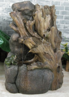 Fuente de agua de montaña de madera y roca para interiores y exteriores, cascada para decoración del hogar