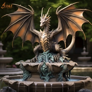 Giardino esterno decorare mitologia romana arte metallo drago scultura grande bronzo medievale statua del drago cascata fontana di acqua - Product Image 2