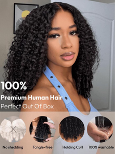 Perruque bouclée birmane 13X4 pré-traitée avec des extrémités en spirale, prête à porter, boucles en spirale, perruque en cheveux humains avec dentelle frontale, cordon de serrage - Product Image 2